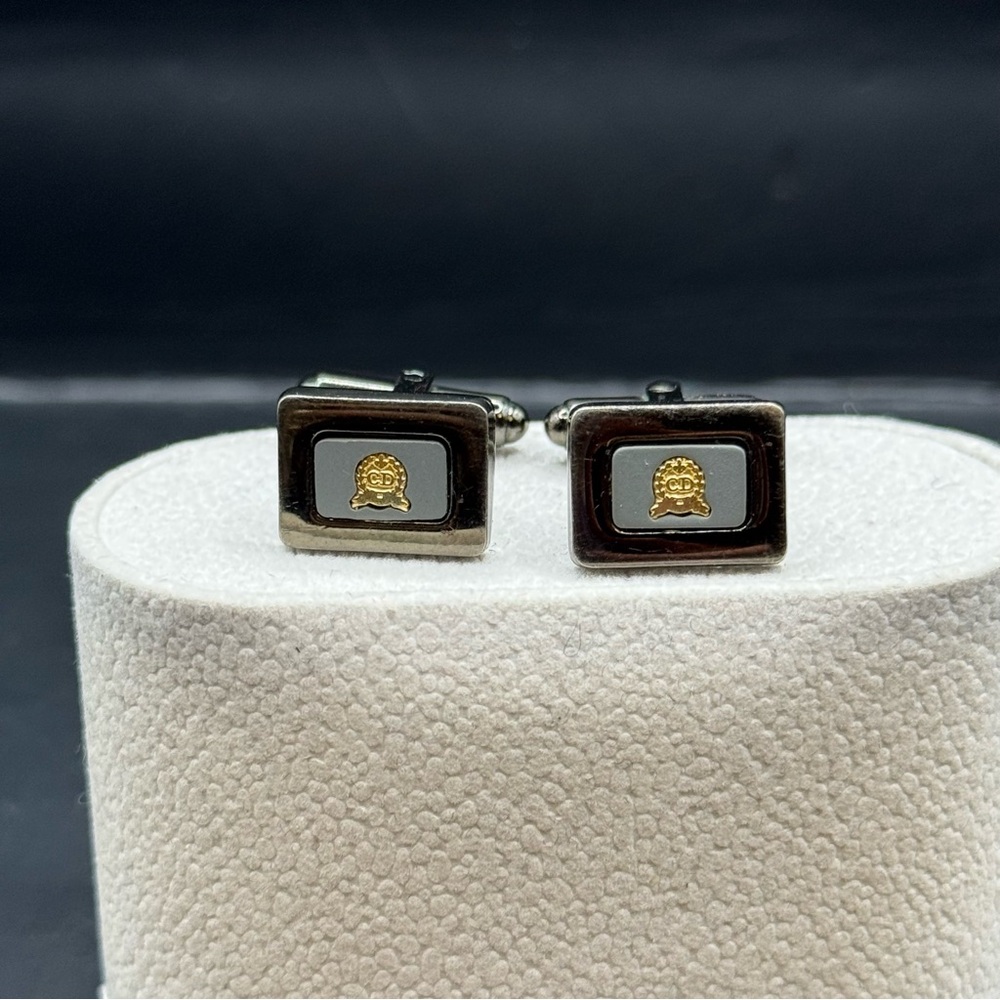 Christian Dior Adjustable Gunmetal Gold Signature black Cufflinks